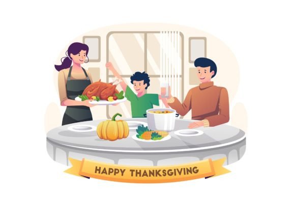 Thanksgiving Dinner Family Illustration: A Heartwarming Celebration of Togetherness